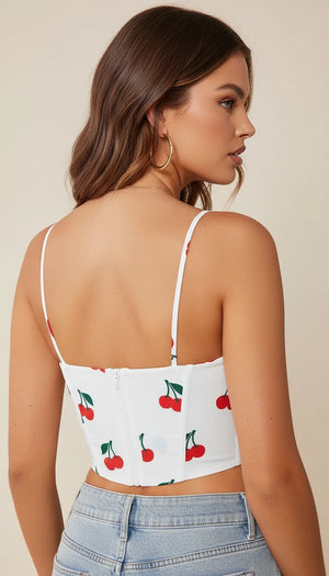 Bustier Bretelles Cerises Blanches - Vue dos