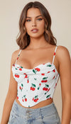 Bustier Bretelles Cerises Blanches