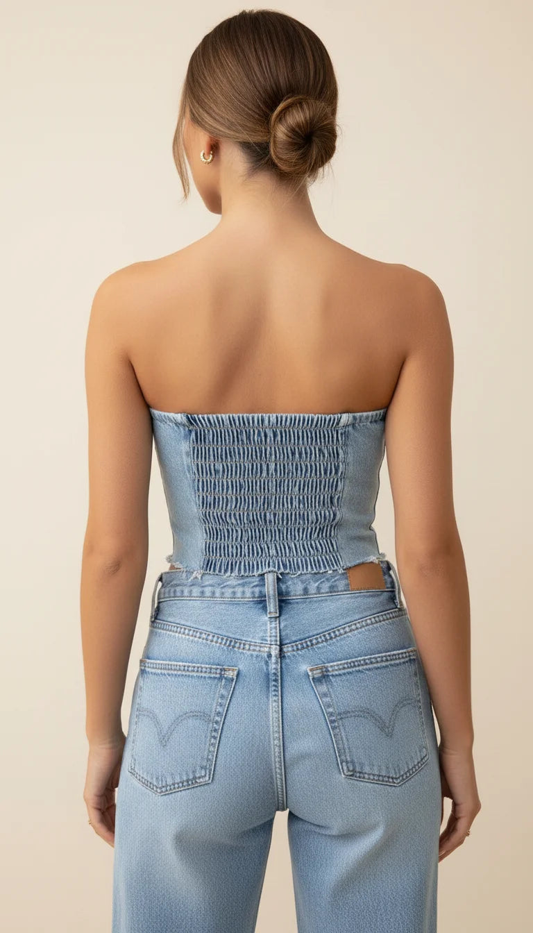 Bustier Corset Denim Délavé - Vue dos