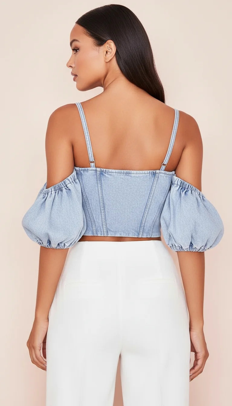 Bustier Corset Denim Laçage - Vue dos