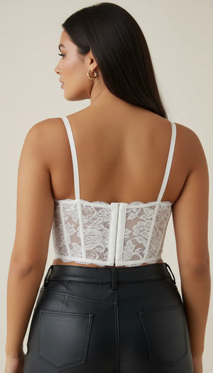 Bustier Corset Dentelle Fleurie Blanche - Vue dos