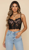 Bustier Corset Dentelle Fleurie Noire