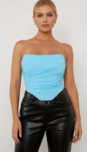 Bustier Corset Drapé Turquoise - Vue principale