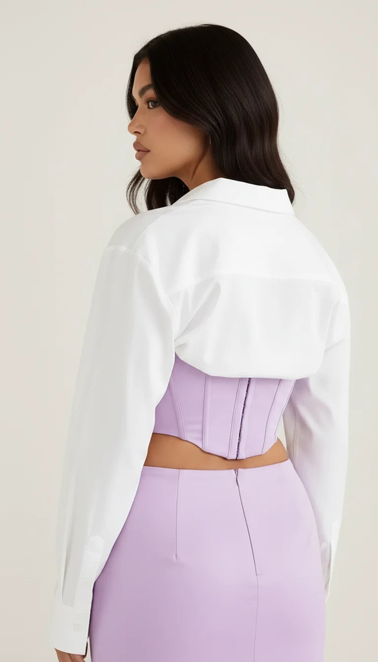 Bustier Corset Fines Bretelles Lilas - Vue dos