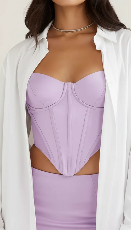 Bustier Corset Fines Bretelles Lilas - Vue face