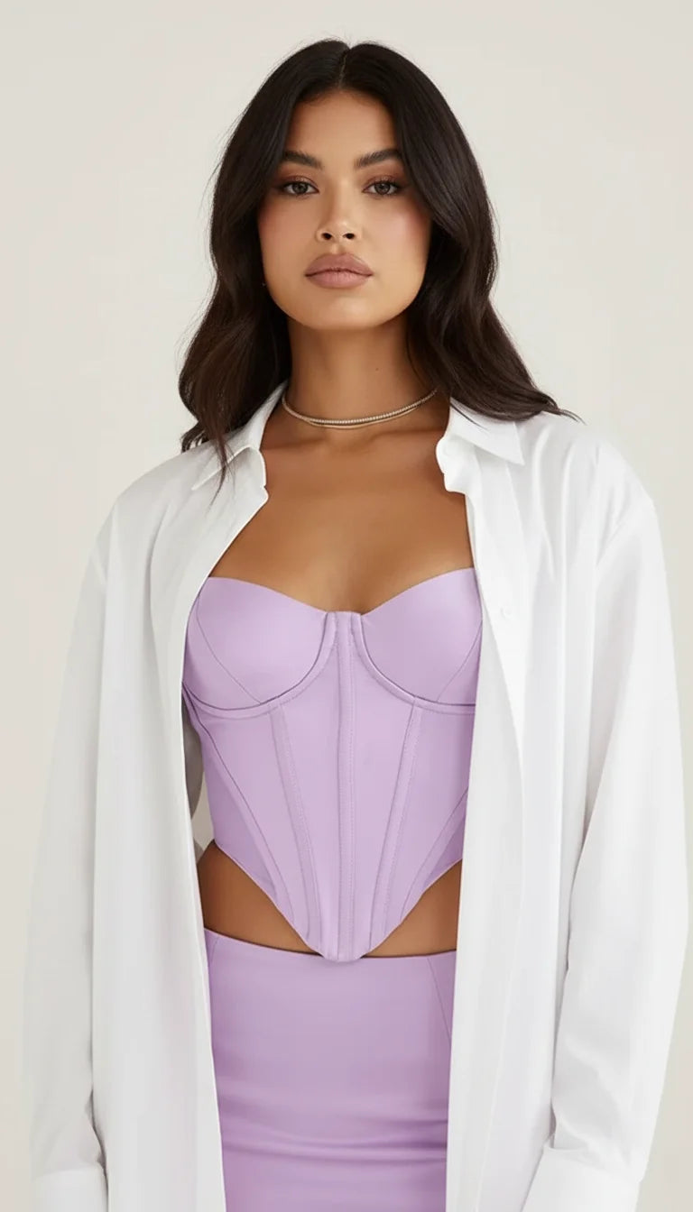 Bustier Corset Fines Bretelles Lilas - Vue principale