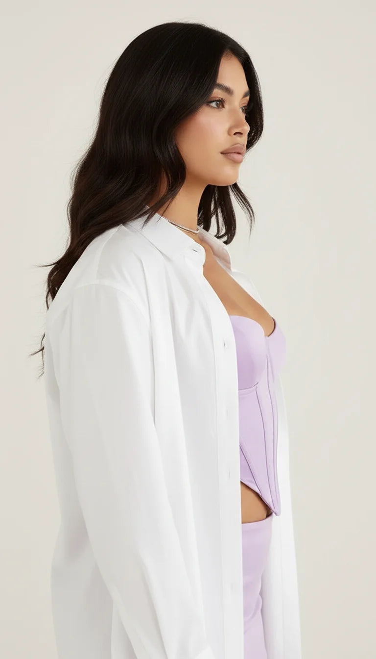 Bustier Corset Fines Bretelles Lilas - Vue profil