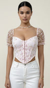 Bustier Corset Fleuri Manches Tulle