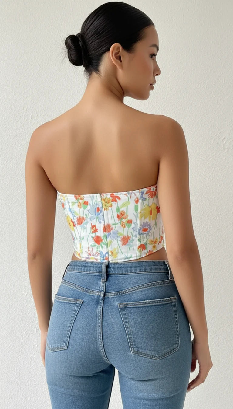 Bustier Corset Fleurs Champêtres - Vue dos