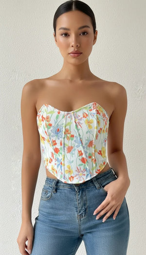 Bustier Corset Fleurs Champêtres - Vue principale