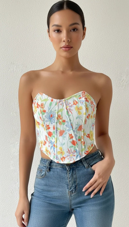 Bustier Corset Fleurs Champêtres - Vue principale