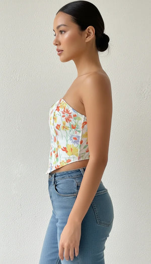 Bustier Corset Fleurs Champêtres - Vue profil