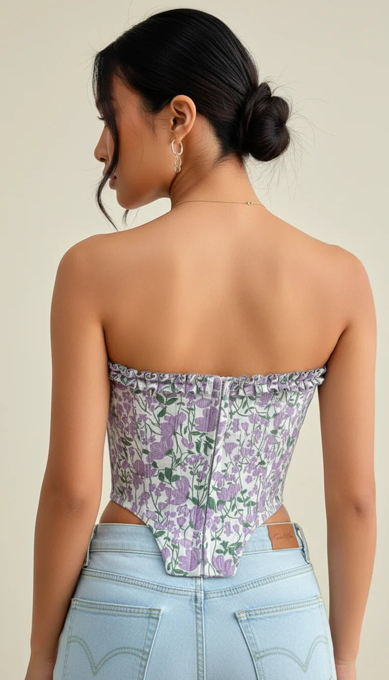 Bustier Corset Laçage Fleuri - Vue dos