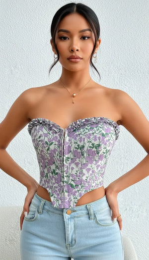 Bustier Corset Laçage Fleuri - Vue principale