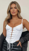 Bustier Corset Laçage Satiné Blanc