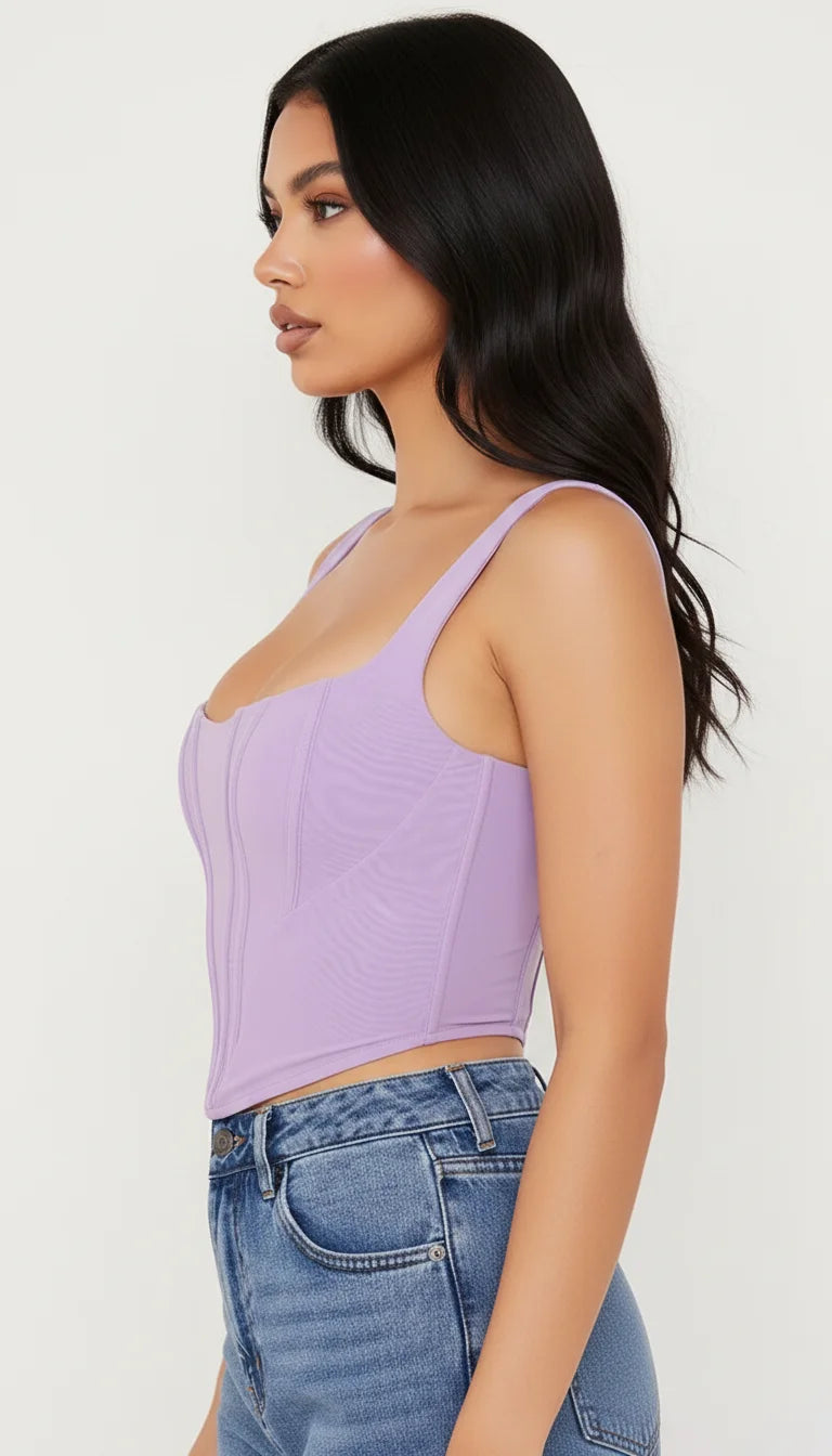 Bustier Corset Lavande Structuré - Vue profil