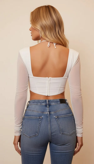 Bustier Corset Mesh Blanc - Vue dos