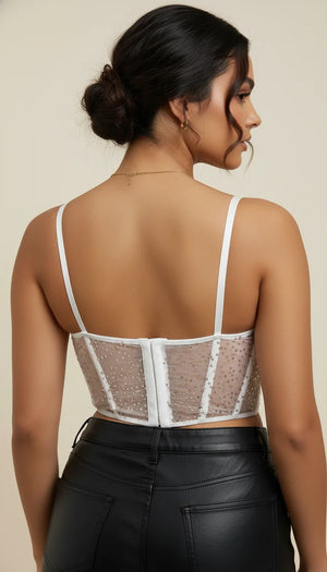 Bustier Corset Paillettes Blanches - Vue dos