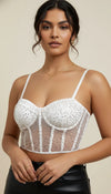 Bustier Corset Paillettes Blanches