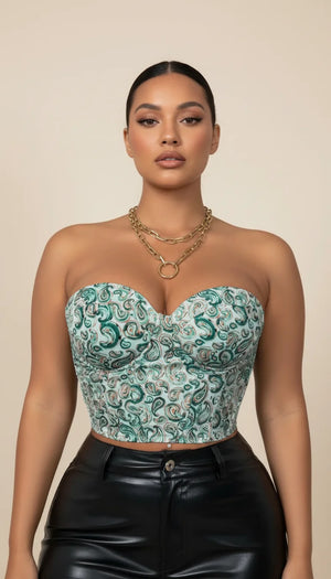 Bustier Corset Paisley Vert - Vue principale