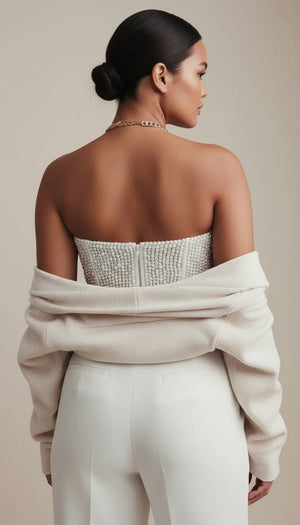 Bustier Corset Perlé Blanc - Vue dos