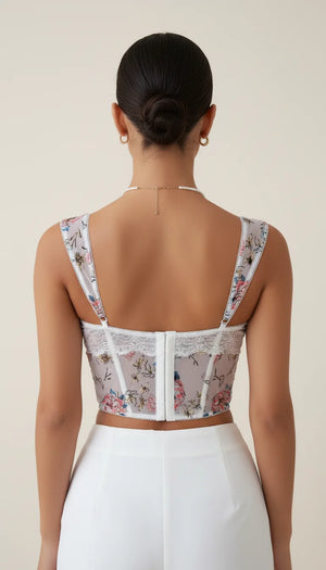 Bustier Corset Résille Florale - Vue dos