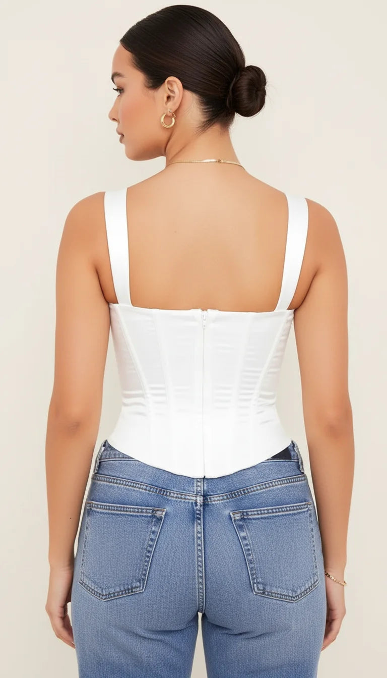 Bustier Corset Satiné Bretelles Larges - Vue dos