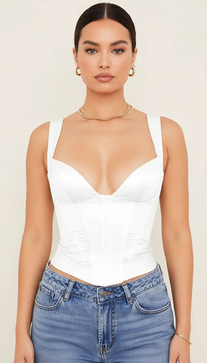 Bustier Corset Satiné Bretelles Larges - Vue principale