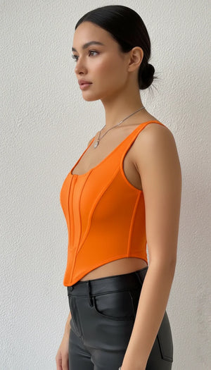 Bustier Corset Sculptant Orange Éclatant - Vue profil