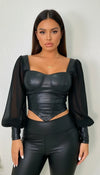 Bustier Corset Simili Cuir Voile