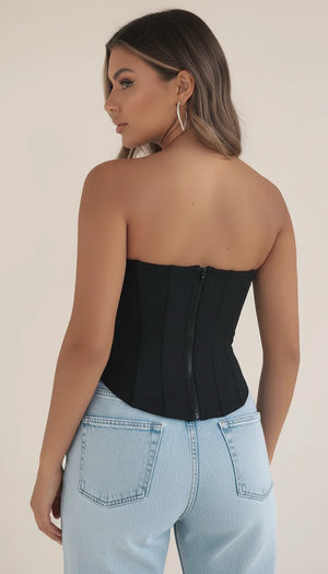 Bustier Corset Structuré Noir - Vue dos
