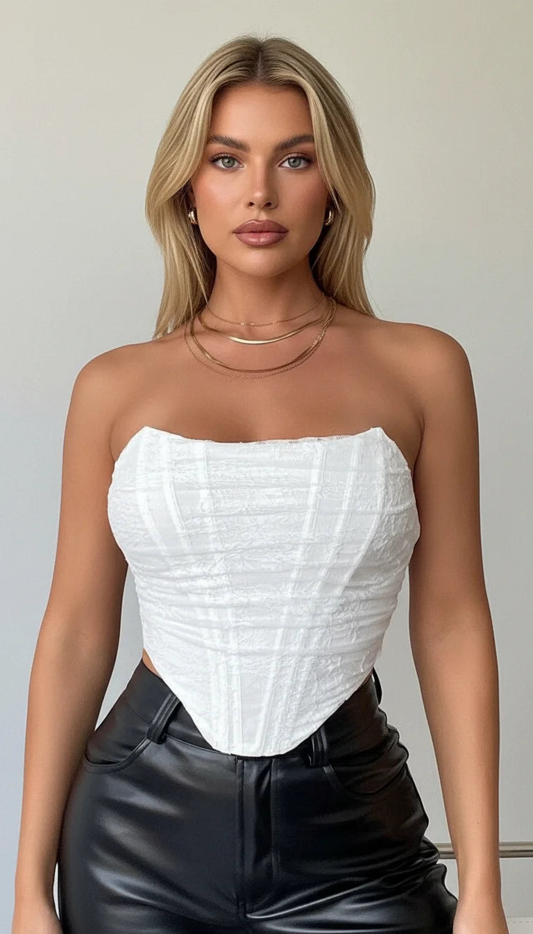 Bustier Corset Texturé Ivoire