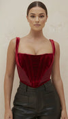 Bustier Corset Velours Rouge