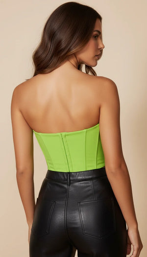 Bustier Corset Vert Citron Sculptant - Vue dos