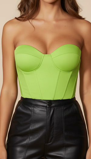 Bustier Corset Vert Citron Sculptant - Vue face