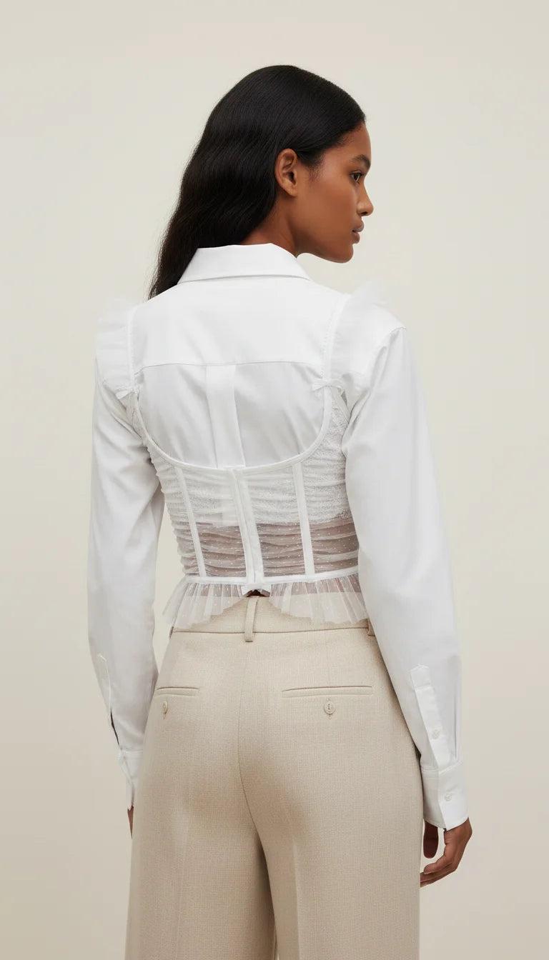 Bustier Dentelle Plumetis Blanc - Vue dos