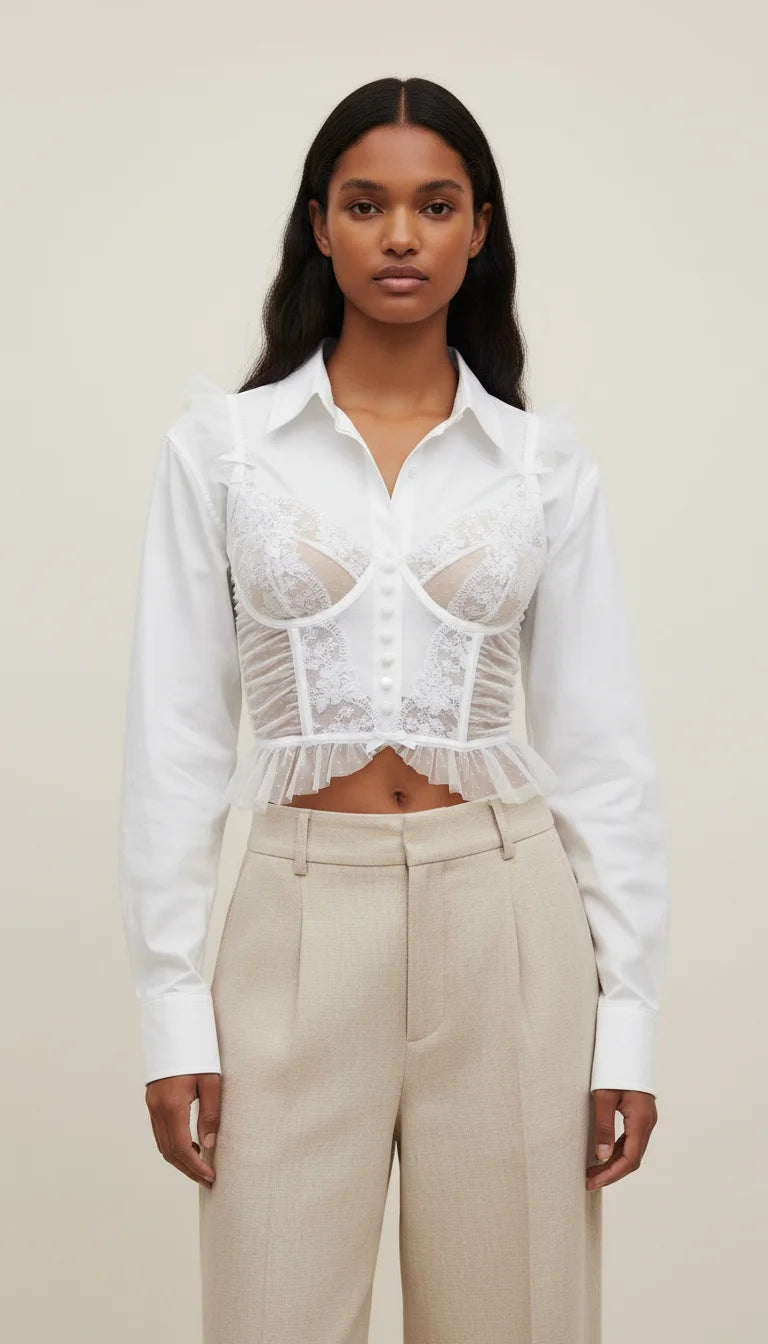 Bustier Dentelle Plumetis Blanc