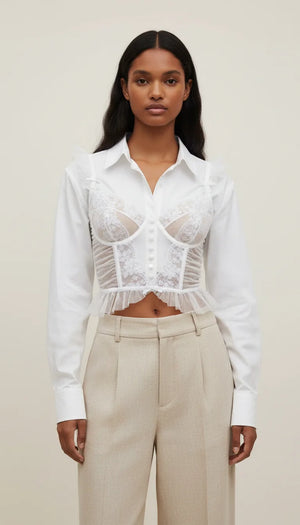 Bustier Dentelle Plumetis Blanc - Vue principale