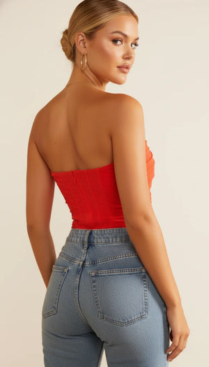 Bustier Drapé Structuré Orange - Vue dos
