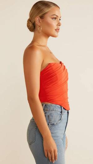 Bustier Drapé Structuré Orange - Vue profil
