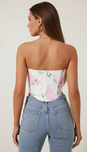 Bustier Floral Lacé Push Up - Vue dos