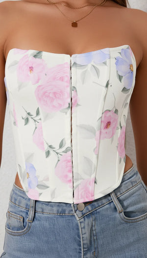 Bustier Floral Lacé Push Up - Vue face