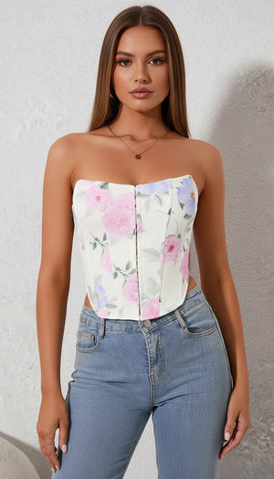 Bustier Floral Lacé Push Up - Vue principale