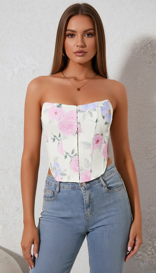 Bustier Floral Lacé Push Up - Vue principale