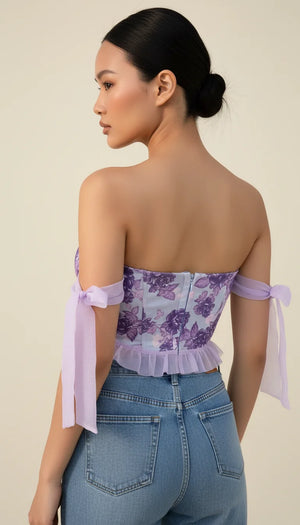 Bustier Floral Voile Lilas - Vue dos