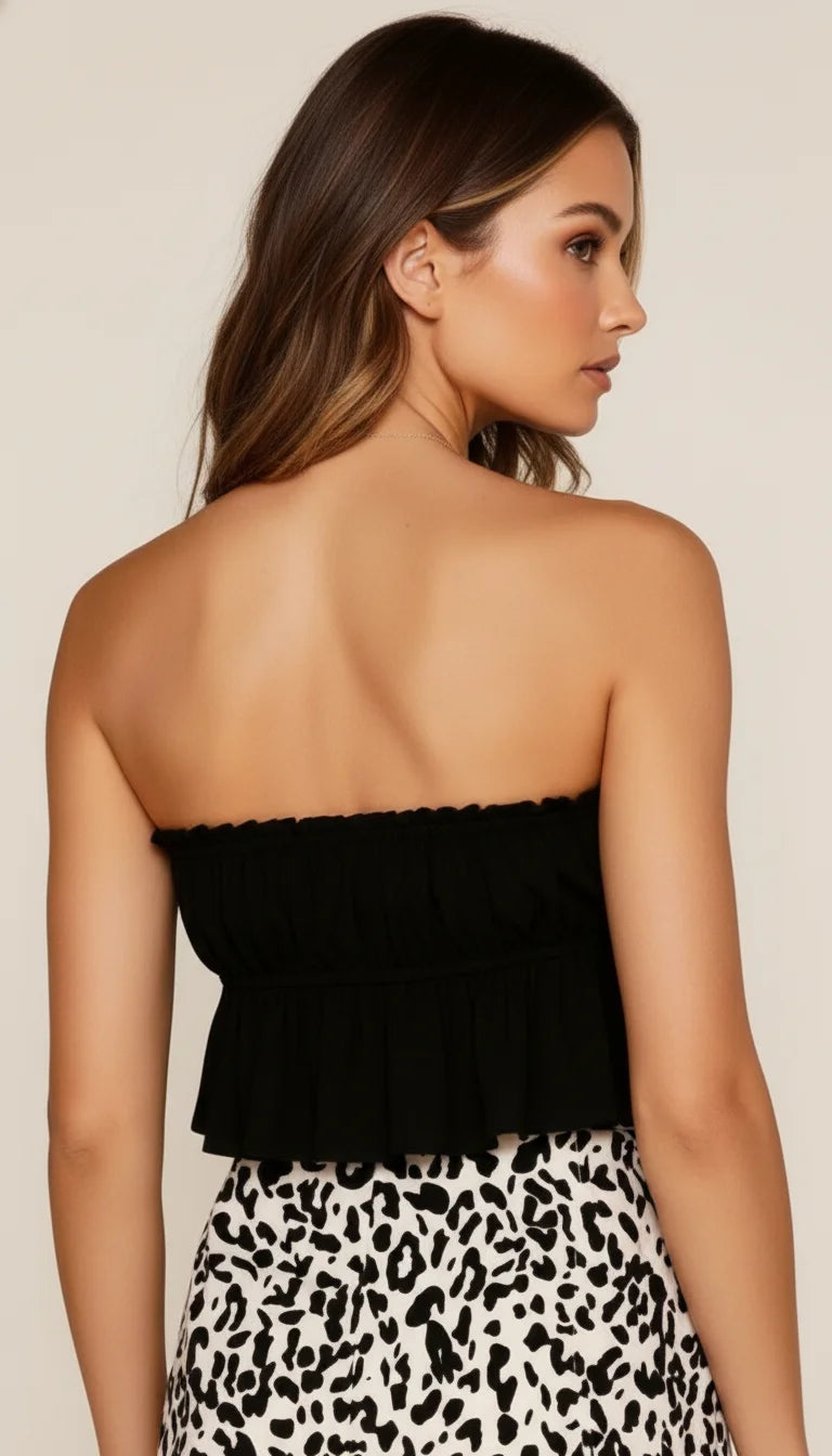 Bustier Froncé Noir Élégant - Vue dos