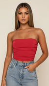 Bustier Froncé Rouge Texturé