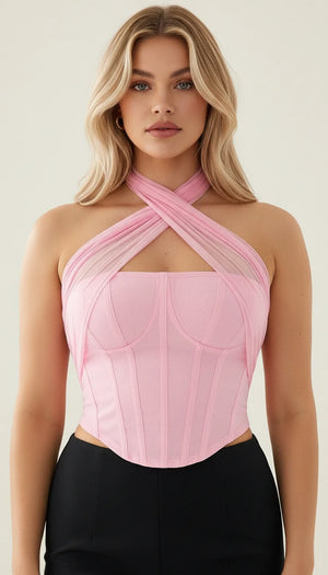Bustier Halter Mesh Rose - Vue principale