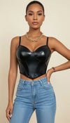 Bustier Simili Cuir Bretelles Noires