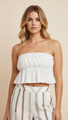 Bustier Volanté Smocké Blanc